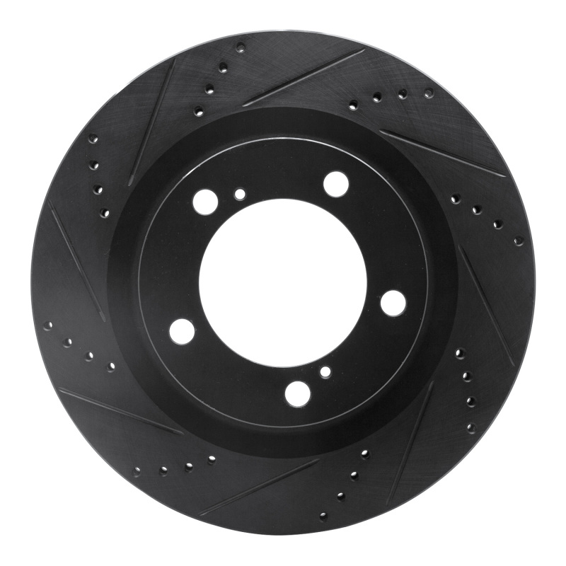 Lexus LX570 Brake Rotor (1) - Front Left - R1 Concepts - Drilled & Slotted - Black - `07-`22